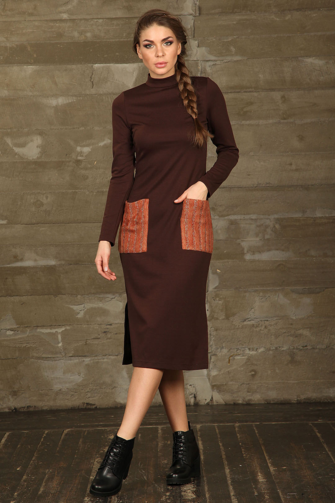 Фото товара 9665, теплое платье + снуд